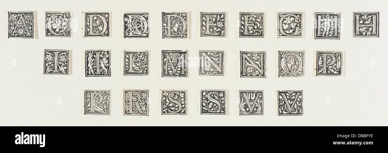 Twenty-Four ornamentalen Buchstaben (A, C, D, E, G, H, I, L, M, N, O, P, R, S, V) 53.31.2.7a-x Stockfoto