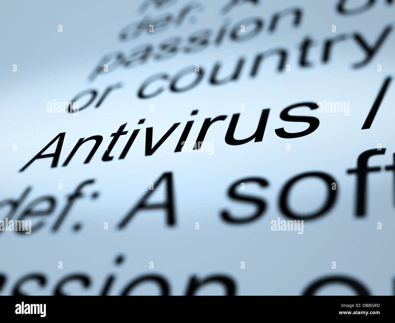Antivirus-Definition Nahaufnahme zeigt Computer-System-Sicherheit Stockfoto