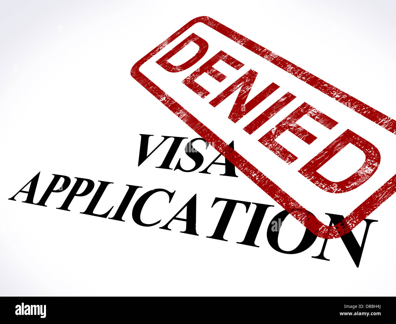 Visumsantrag abgelehnt zeigt Stempel Eintrag Zulassung verweigert Stockfoto