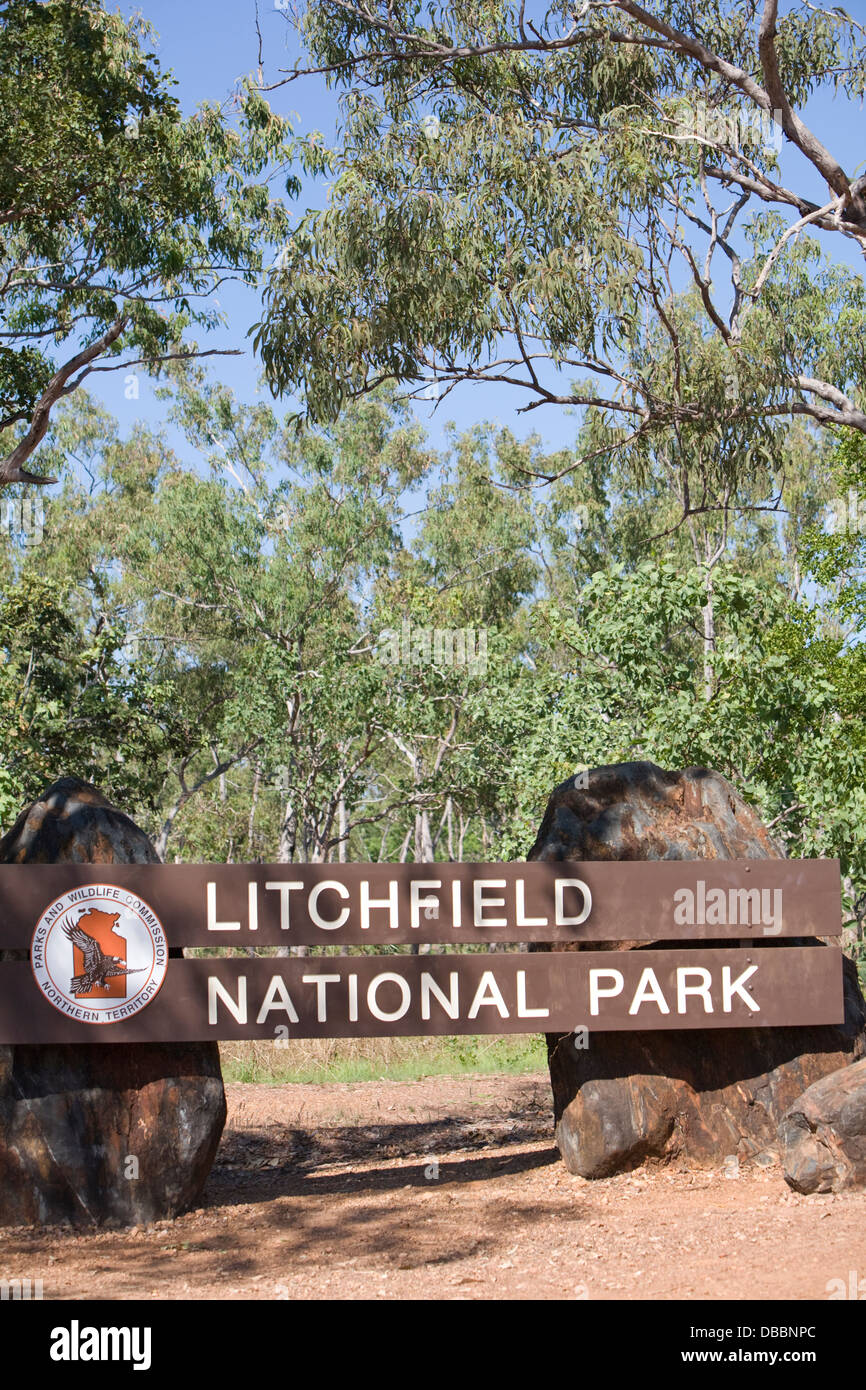 Eingang zum Litchfield Nationalpark, northern Territory, Australien Stockfoto