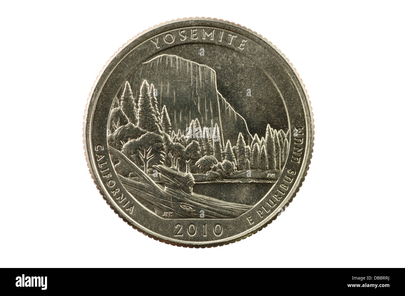 Yosemite California Quartal Gedenkmünze isoliert auf weißem Hintergrund Stockfoto