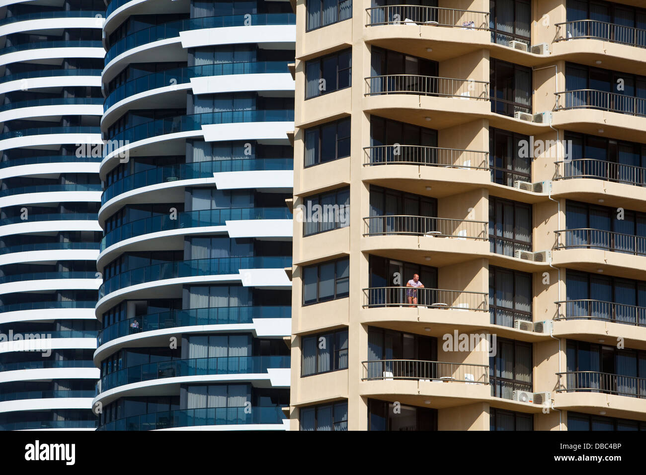 Highrise Wohnblocks. Broadbeach, Gold Coast, Queensland, Australien Stockfoto
