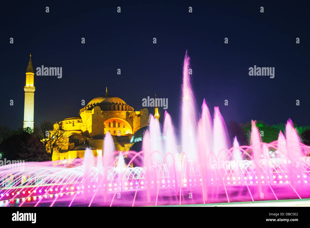 Hagia Sophia in Istanbul, Türkei in der Nacht Stockfoto