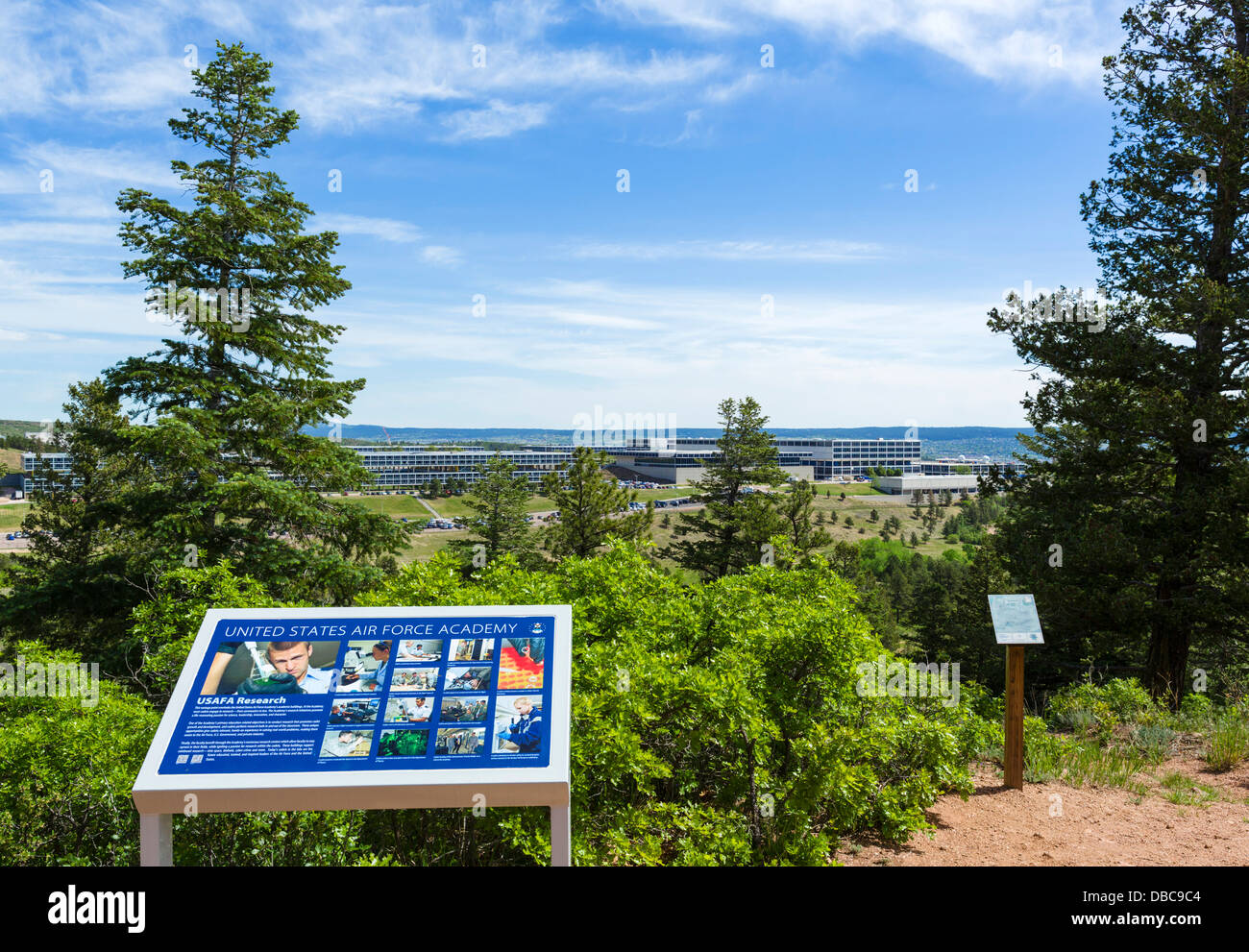 Blick über die United States Air Force Academy, Colorado Springs, Colorado, USA Stockfoto