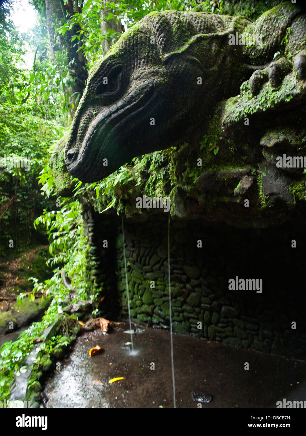 Monkey Forest Lizard Kopf Skulptur, Ubud Stockfoto