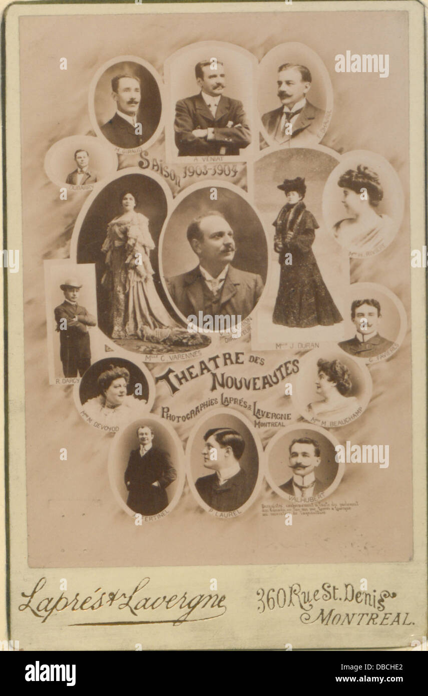 Porträts des Principaux Acteurs du Theater des Nouverautes de Montreal, Saison 1903-1904 (HS85-10-14553) Stockfoto