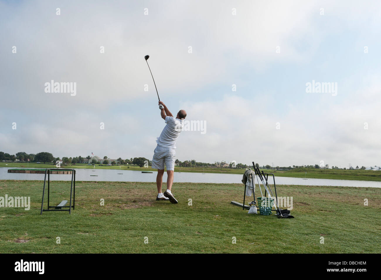 Einwohner des Dorfes an der Sarasota Golf Driving Range in den Dörfern, Florida USA. Die Dörfer Florida. Stockfoto