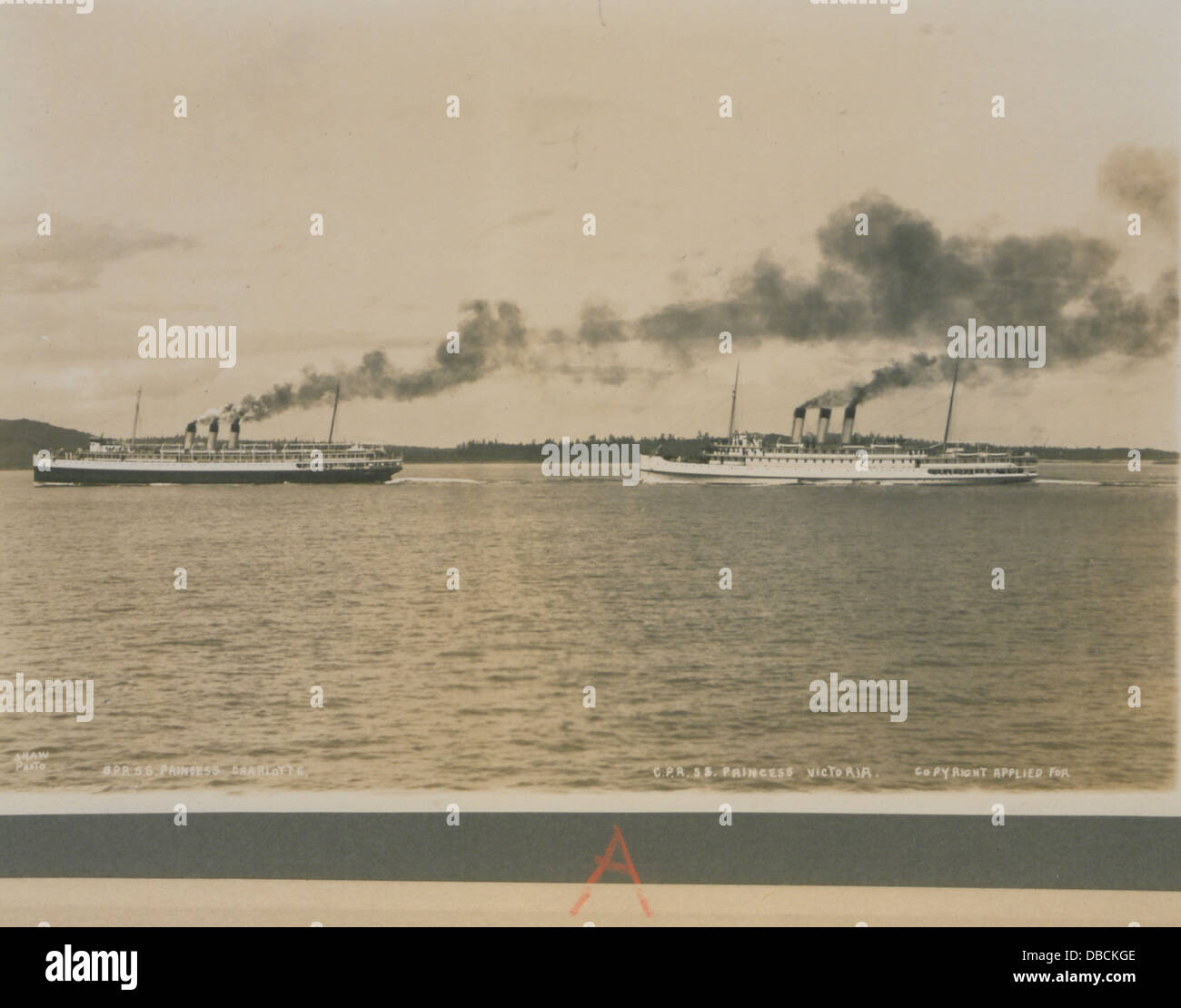 Die SS Princess Charlotte war ein Passagierschiff der Canadian Pacific Railway. Die Princess Victoria war ein weiteres Schiff derselben Linie. Dieses Foto zeigt eine davon, wahrscheinlich aus dem frühen 20. Jahrhundert. Stockfoto