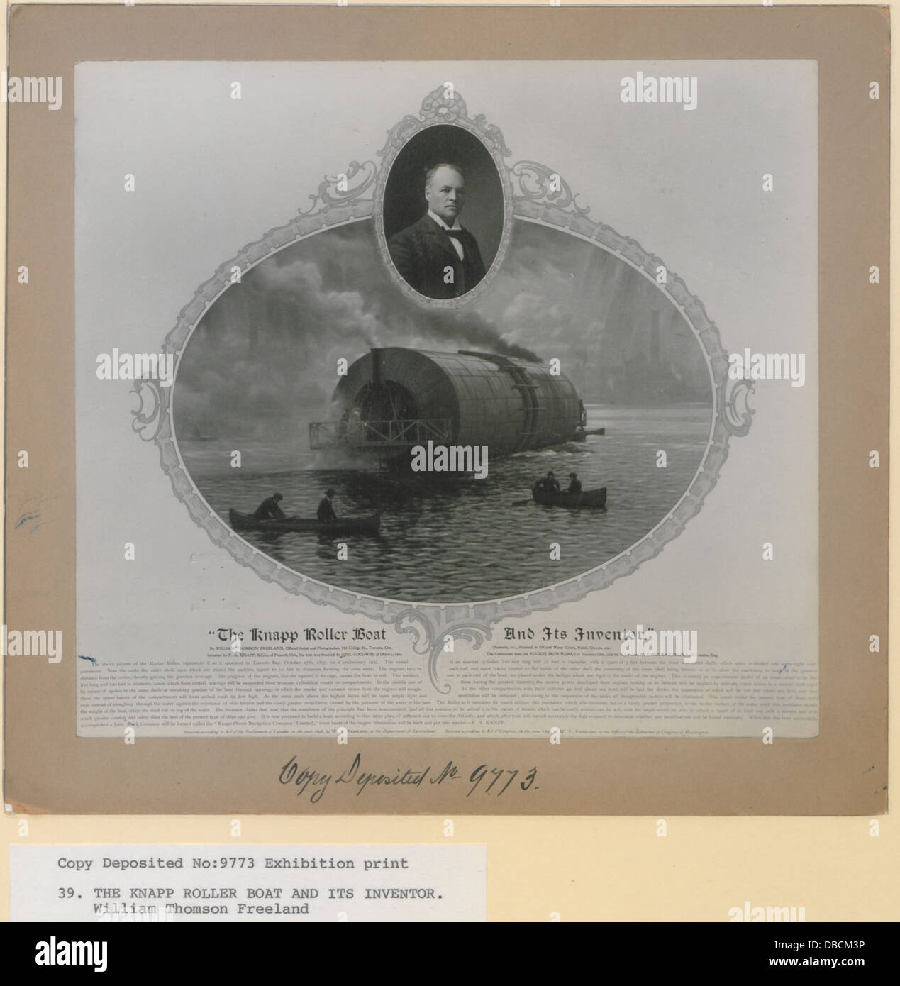 Das Knapp Roller Boot und ihren Erfinder mit der Geschichte der Erfindung (HS85-10-9773) Stockfoto