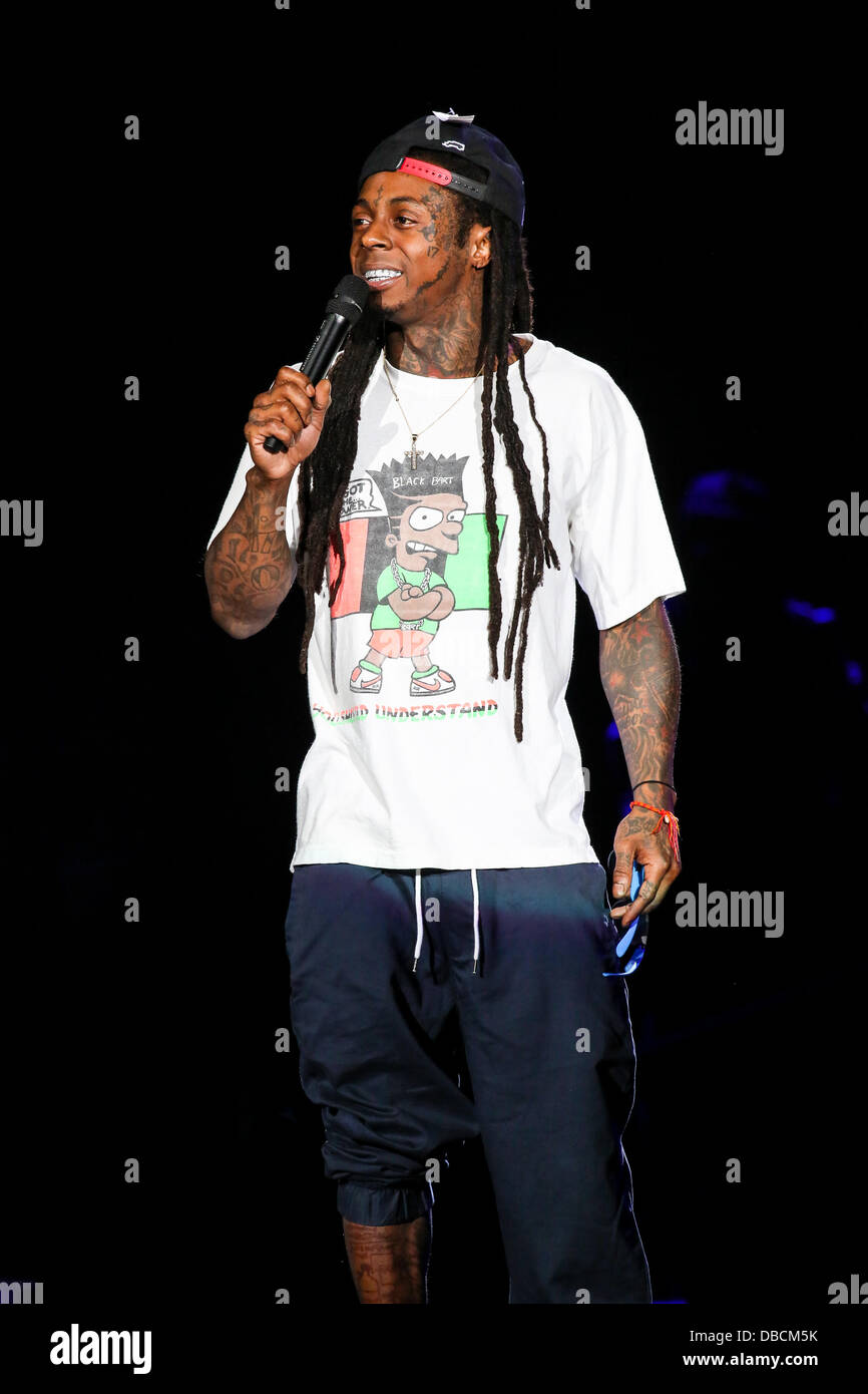 North Carolina, USA, 27. Juli 2013: Hip Hop Artist Lil Wayne führt in North Carolina Credit: Andy Martin Jr/Alamy Live News Stockfoto