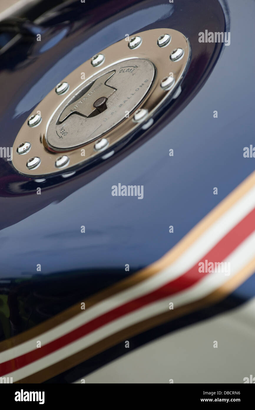 Regelmäßige UK Bike Meet und Bike Festival in der Marktstadt Calne in Wiltshire. Biker versammeln sich, um ihre Fahrräder zu zeigen und sich zu treffen. Stockfoto