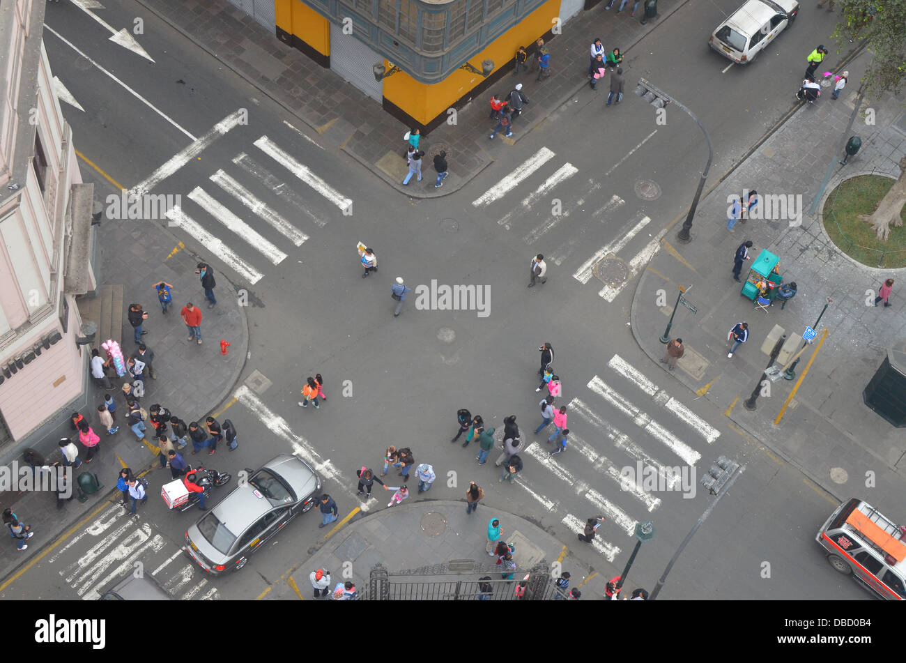 Luftaufnahme von einer Kreuzung in Zentral-Lima, Peru Stockfoto