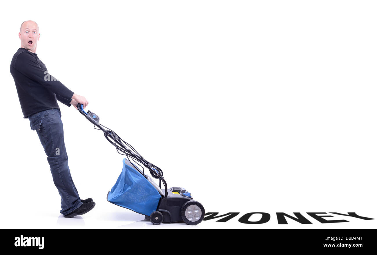 Konzept der Geldprobleme Kauen bis Geld Stockfoto