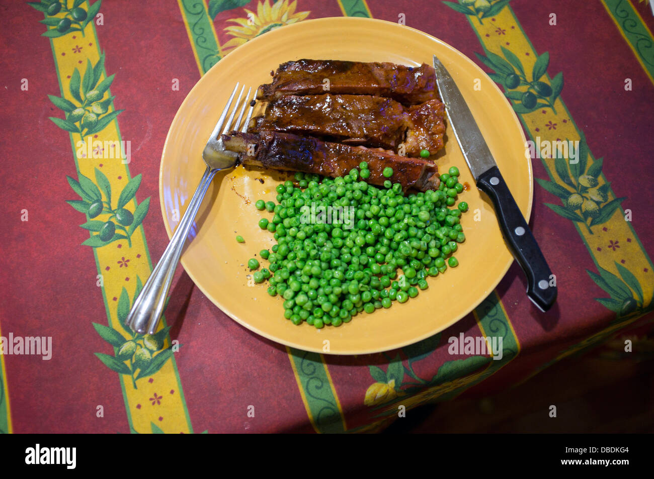 Barbeque Ribs zum Abendessen in Bethesda, Maryland. Stockfoto