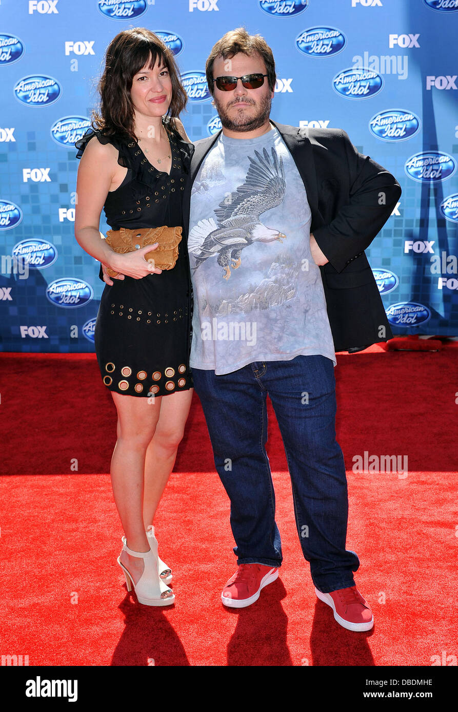 Jack Black und Frau Tanya Haden 2011 American Idol Finale im Nokia Theater, LA Live Los Angeles, Kalifornien - 25.05.11 Stockfoto
