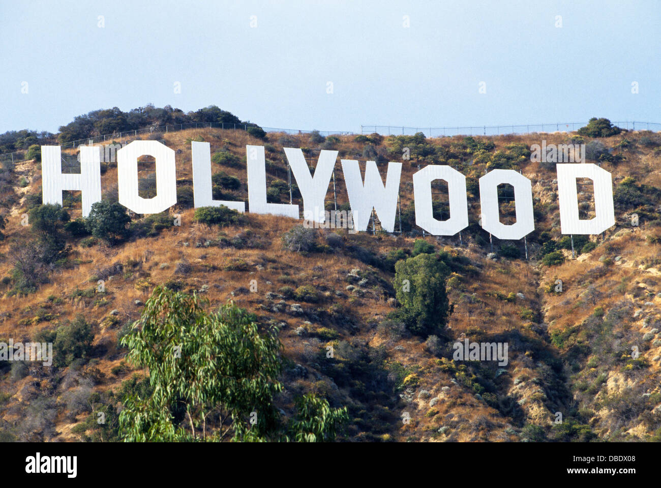 Ein Wahrzeichen in Los Angeles, Kalifornien, USA, ist der HOLLYWOOD-Schriftzug, ursprünglich errichtet im Jahre 1923 als Outdoor-Werbung für eine Wohnsiedlung. Stockfoto