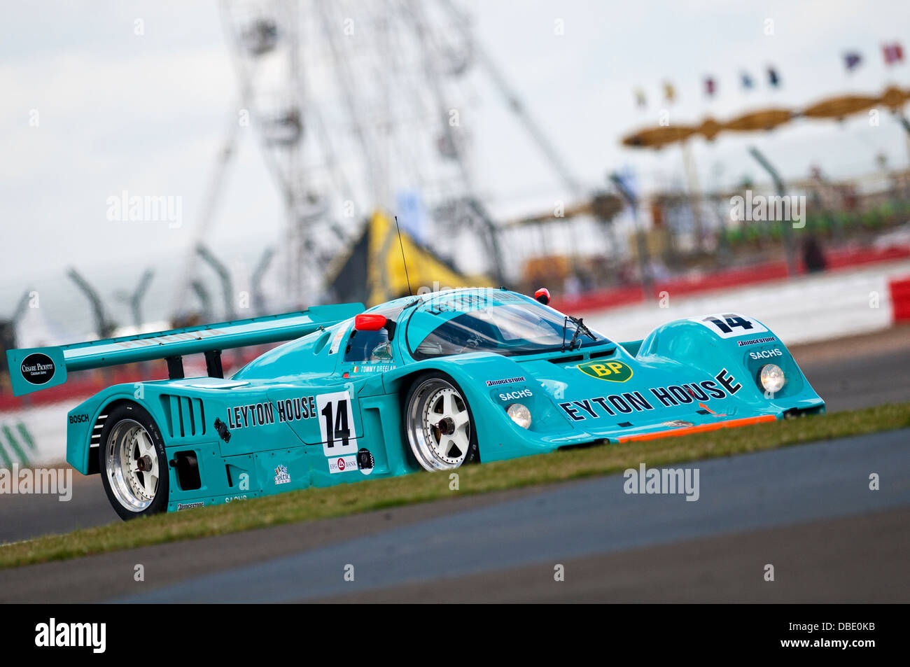 Tommy Dreelan Leyton House (BP) Porsche 962 in der Gruppe C Ausdauer fahren Rennen während der 2013 Silverstone Calssic Stockfoto