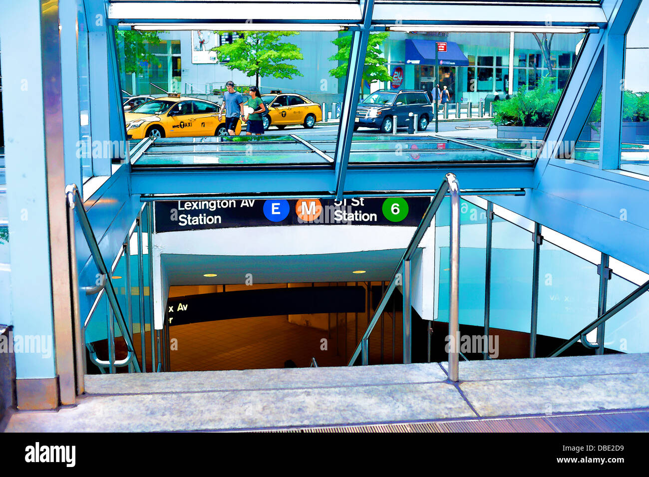 East 51st Street und Lexington Avenue U-Bahn-Eingang Stockfoto