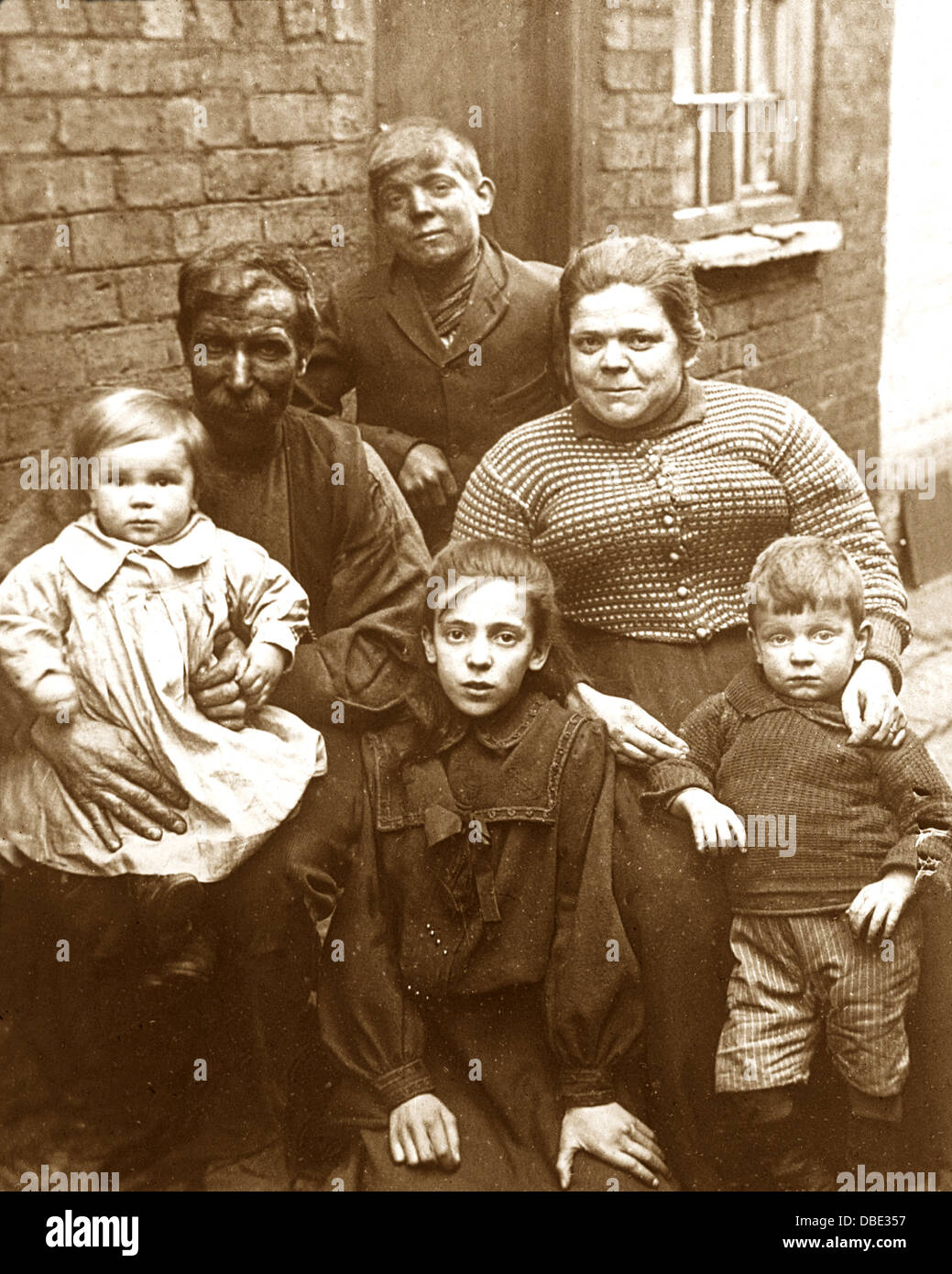 Ein Bergarbeiter Familie 1900 Stockfoto