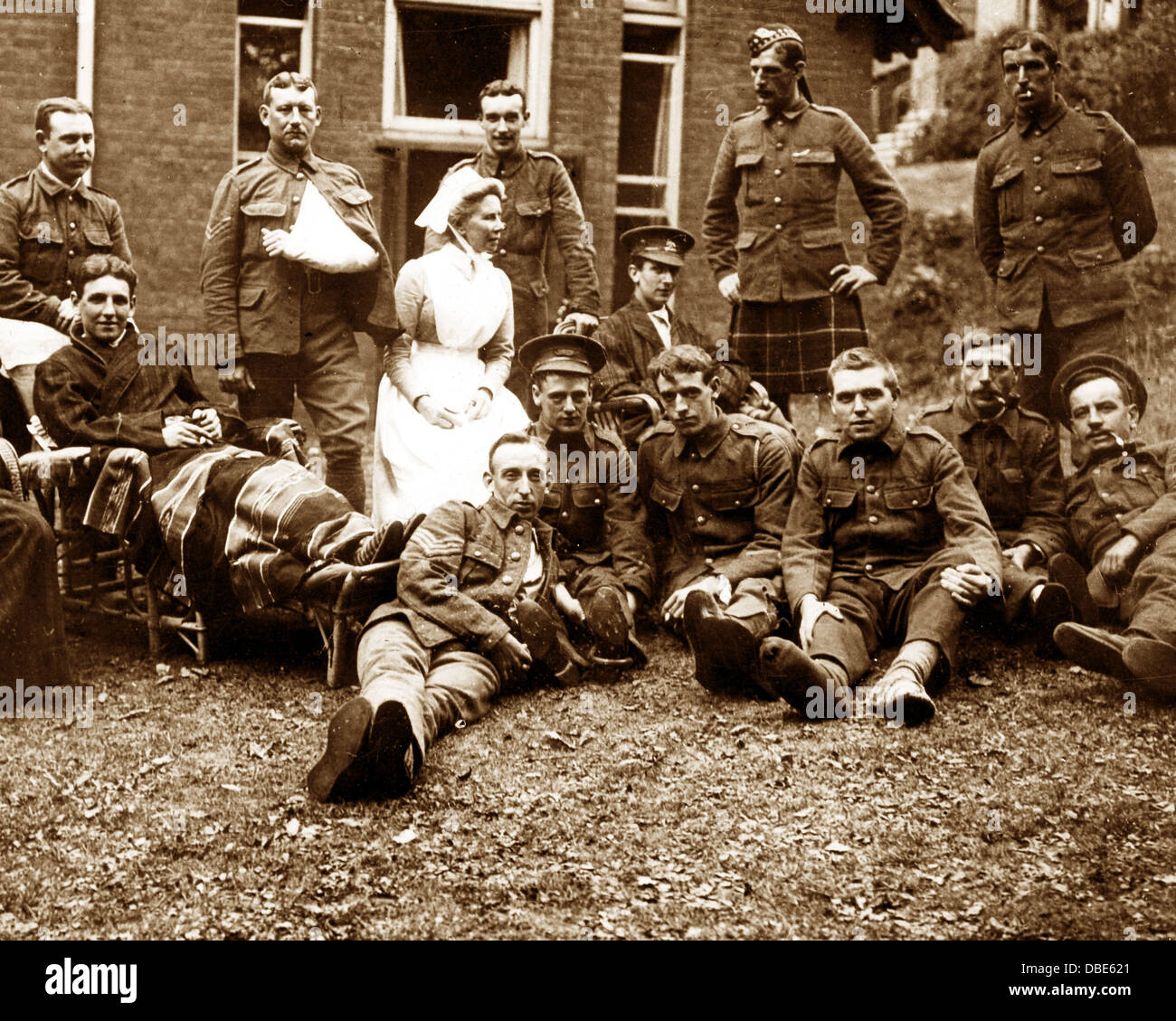 Britische Soldaten in Lewisham Krankenhaus im 1. Weltkrieg Stockfoto