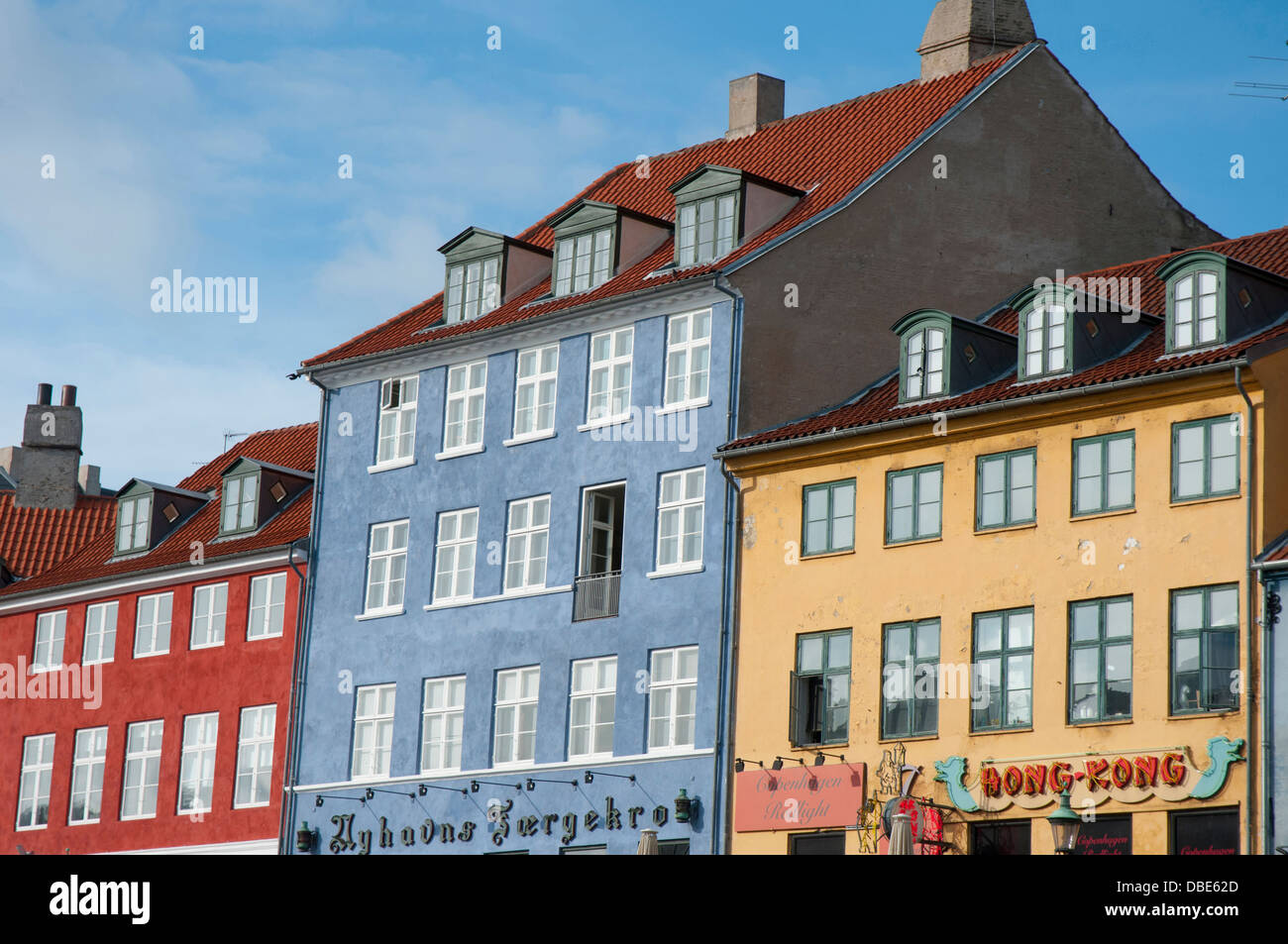 Dänemark. Kopenhagen. Indre durch. Nyhavn. Bunte Häuser. Stockfoto