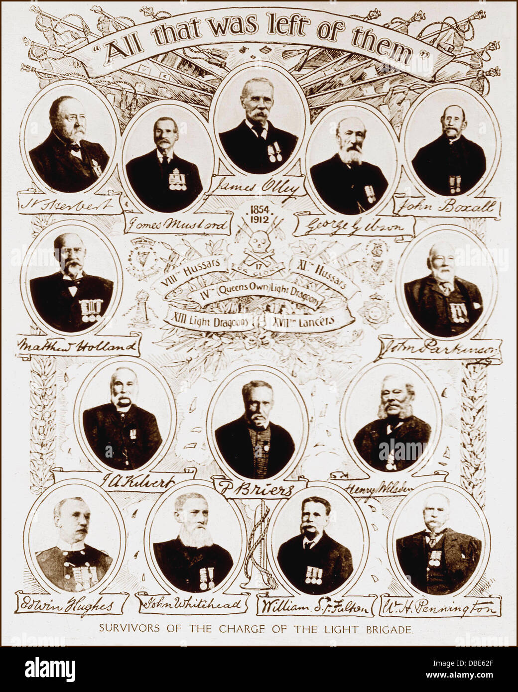 Aufladung der hellen Brigade Überlebenden ca. 1912 Stockfoto