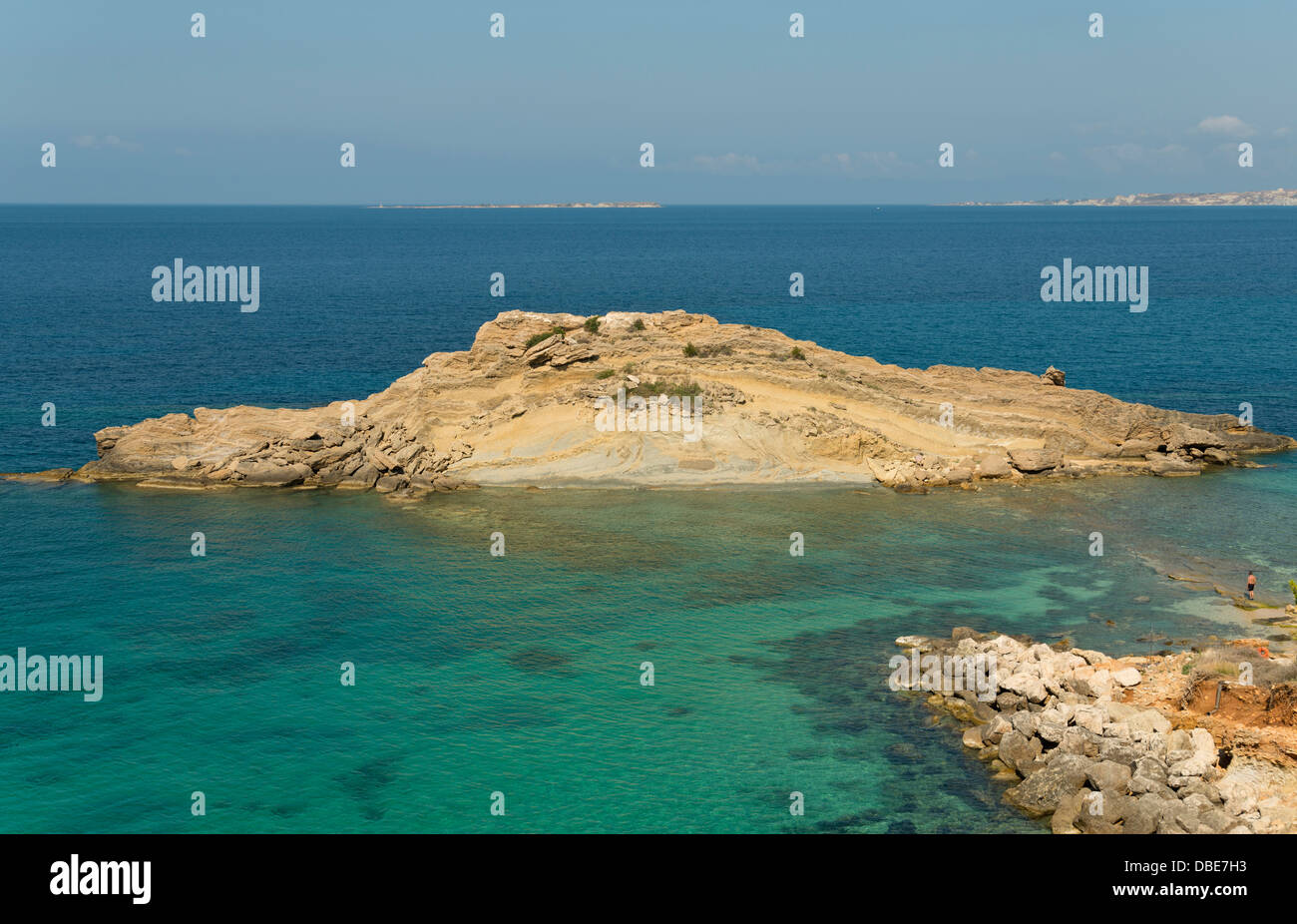Kleine Insel und Strand auf der Insel Kephallonia, Griechenland Stockfoto