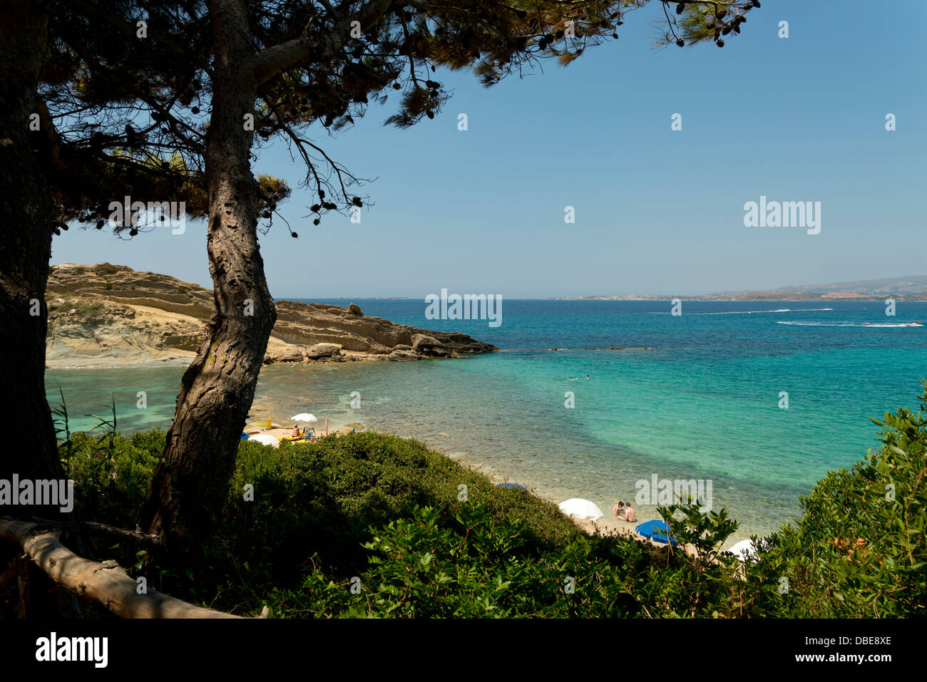 Kleine Insel und Strand auf der Insel Kephallonia, Griechenland Stockfoto