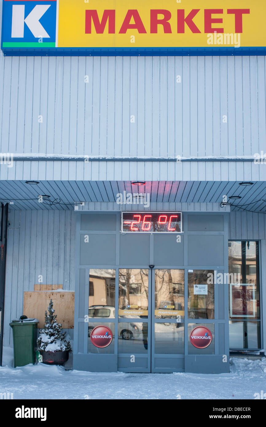 Supermarkt in Hetta, Enontekio, Finnland. Stockfoto