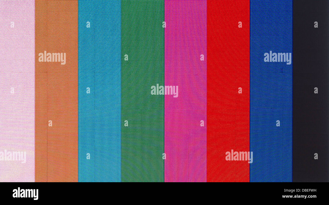Farbbalken Fernsehen Testmuster auf einem Bildschirm Stockfoto