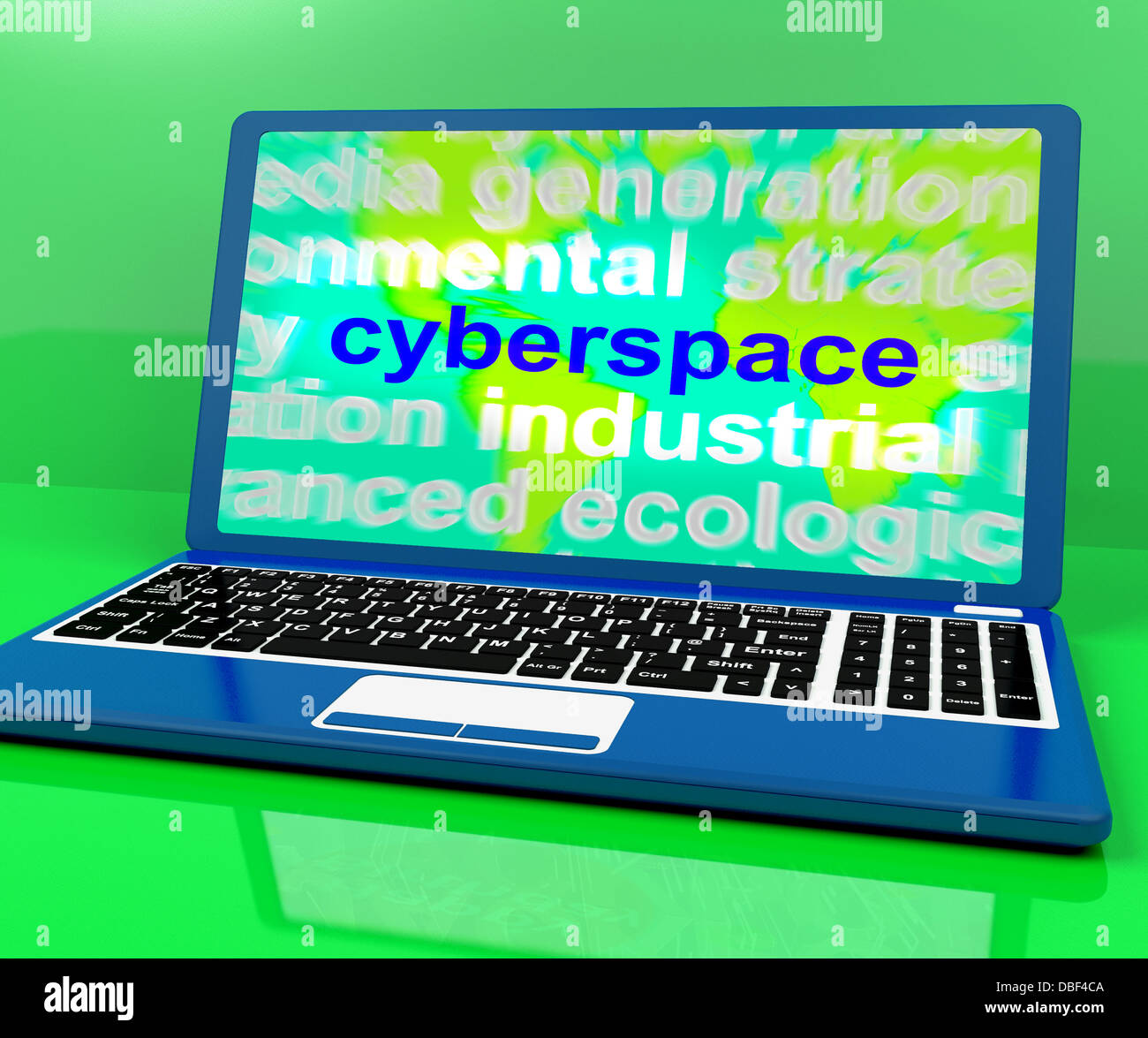 Cyberspace-Definition auf Laptop zeigt Internet Stockfoto