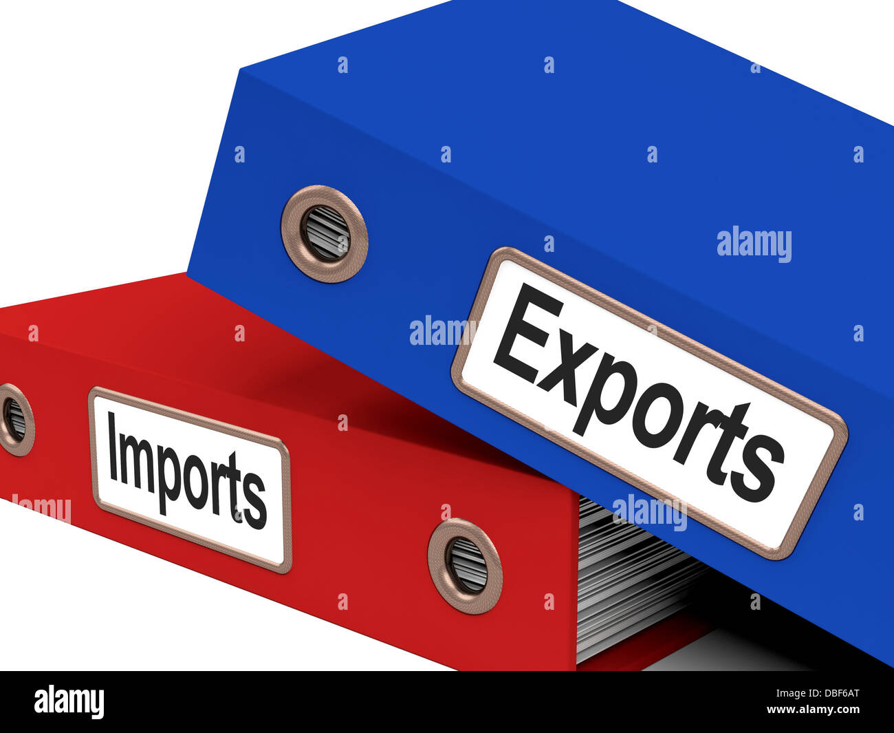 Export und Importdateien zeigt internationalen Handel oder globalen Co Stockfoto