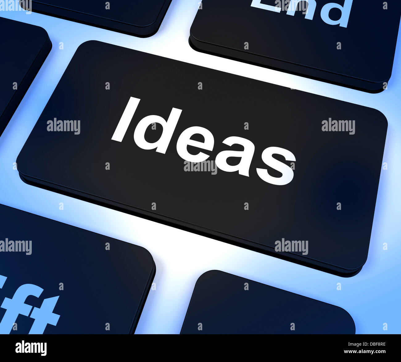 Ideen Computer Schlüssel zeigt Konzepte oder Kreativität Stockfoto