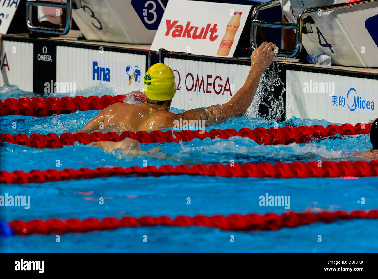 Barcelona, Spanien. 29. Juli 2013: Australiens Christian Sprenger endet im 100 m Brustschwimmen Finale der 15. FINA Weltmeisterschaften in Barcelona. Bildnachweis: Matthi/Alamy Live-Nachrichten Stockfoto