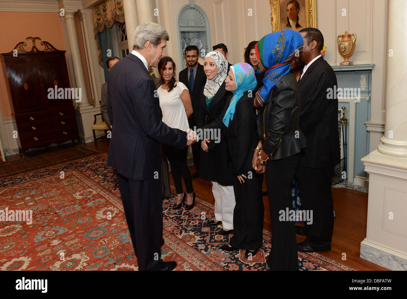Secretary Kerry trifft sich mit geladenen Gästen Stockfoto