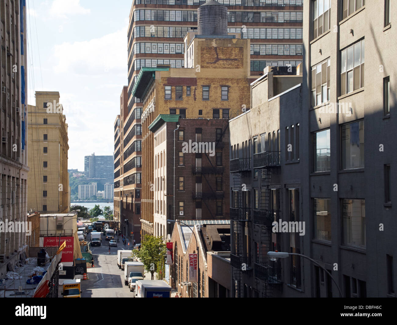 West Side von Manhattan New York City aus der High Line Park aus gesehen Stockfoto