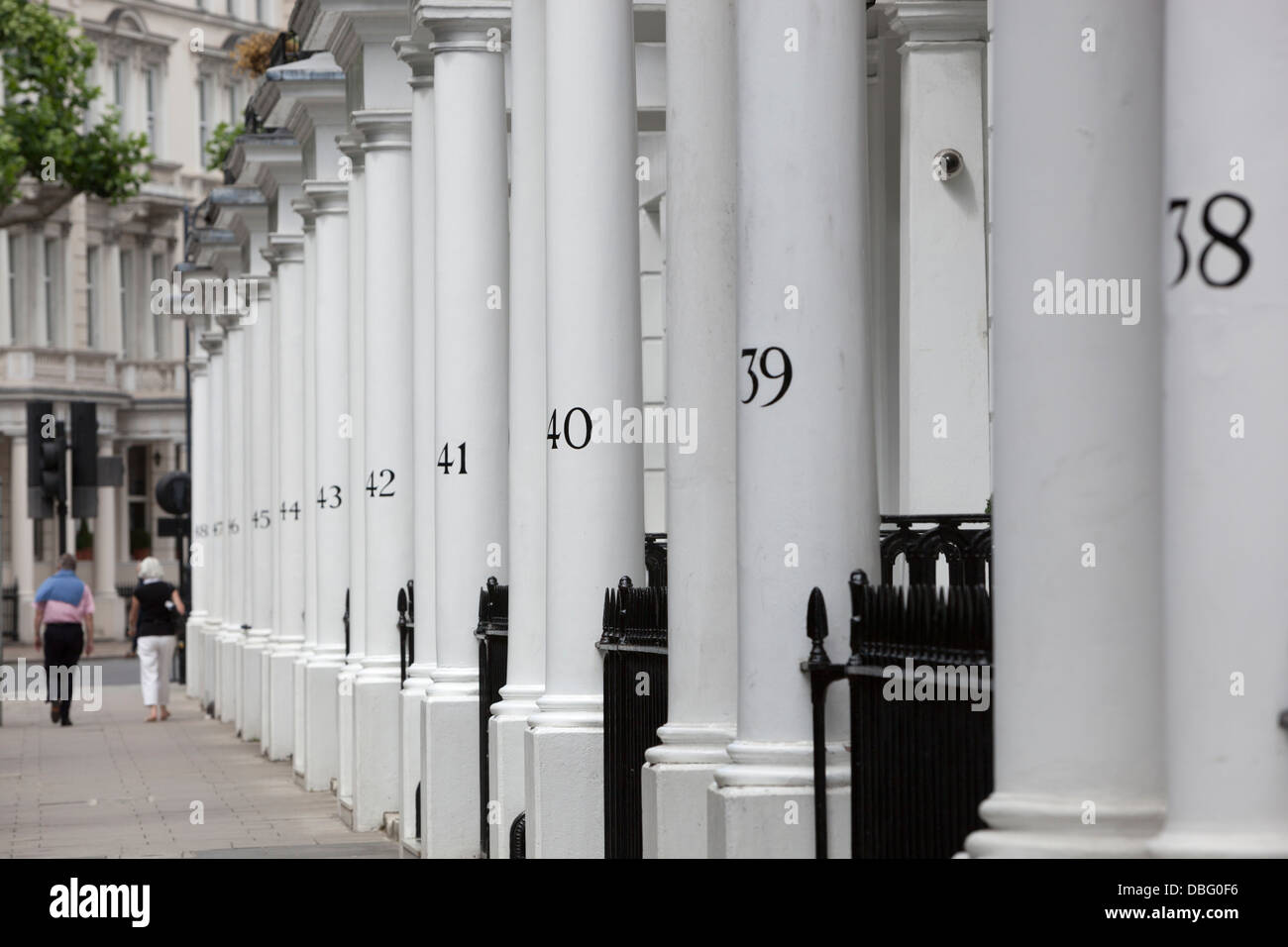 Hausnummern Straße in Kensington Stockfoto