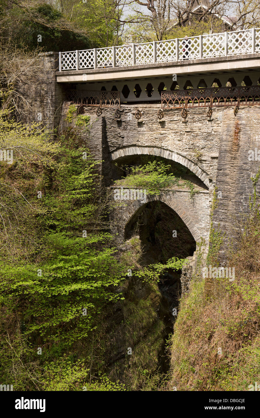 Großbritannien, Wales, Ceredigion, Teufelsbrücke, die drei Brücken Stockfoto