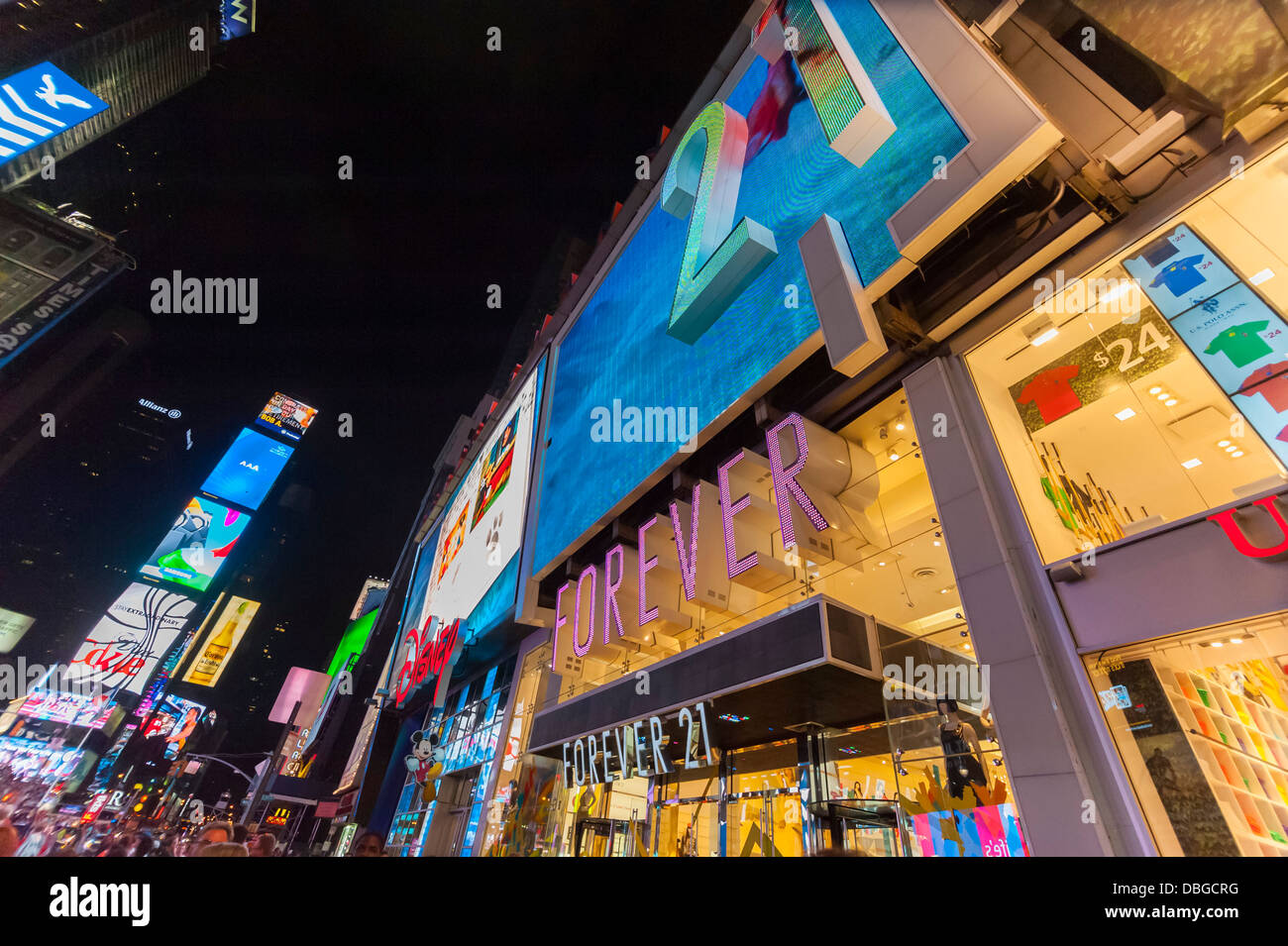 Times Square bei Nacht, NYC Stockfoto