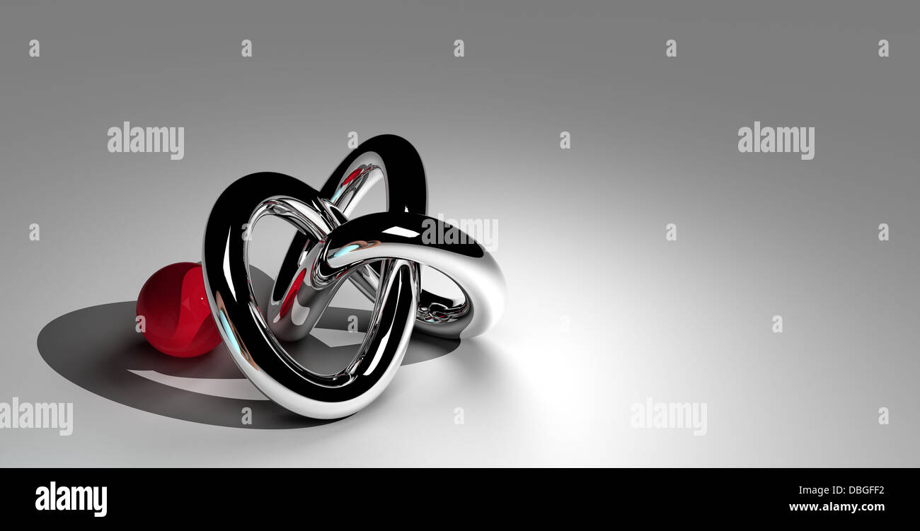 Torus Knoten mit roten Ball in 2d Software gemacht Stockfoto