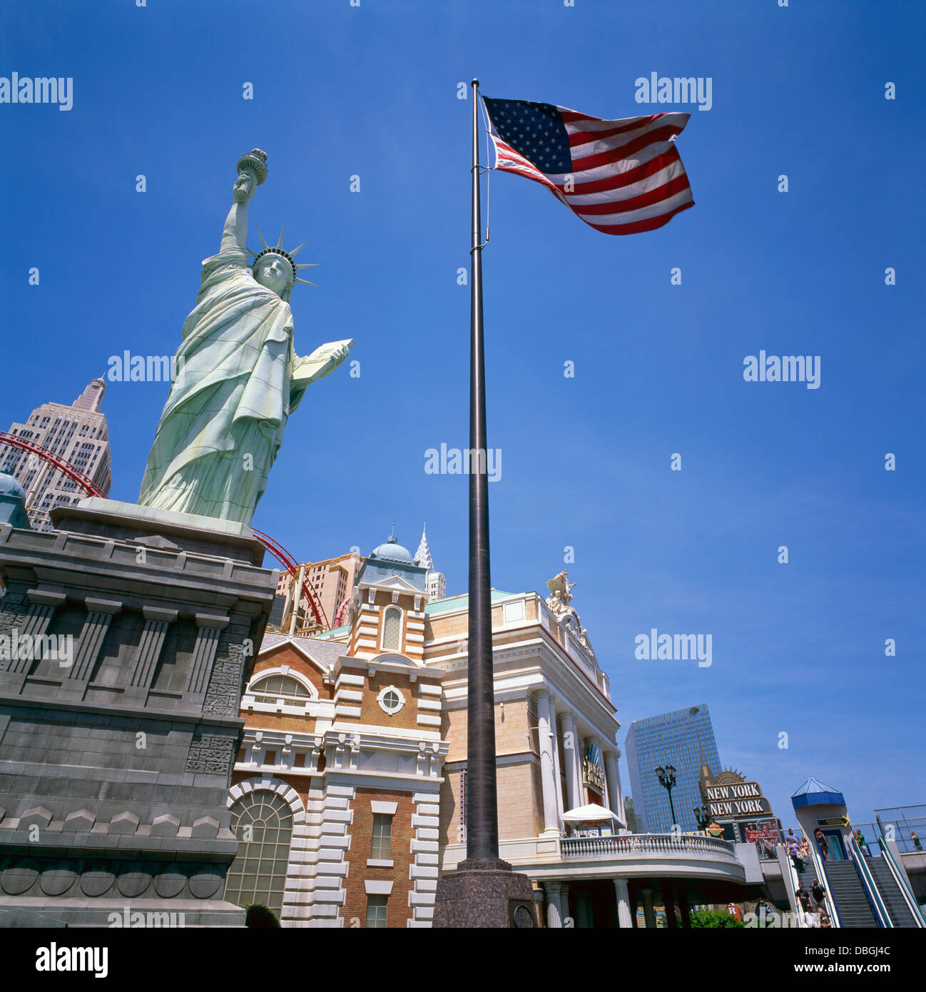 Las Vegas, Nevada, USA - New York-New York Hotel & Casino auf dem Strip (Las Vegas Boulevard), Statue of Liberty Replica Stockfoto