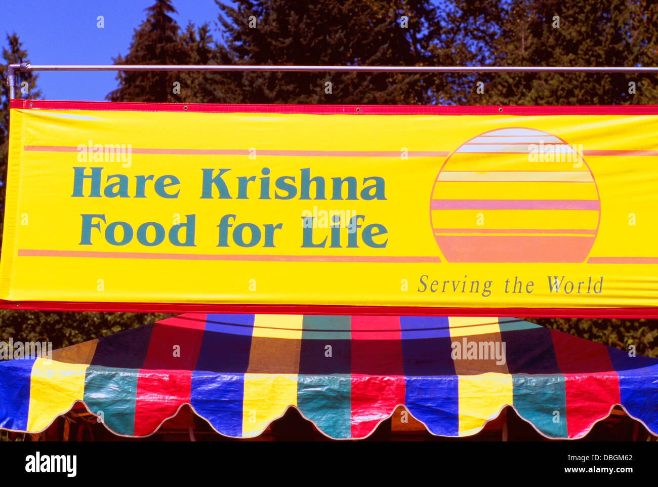Hare-Krishna-Nahrung für Banner Lebenszeichen beim Festival of India Stockfoto