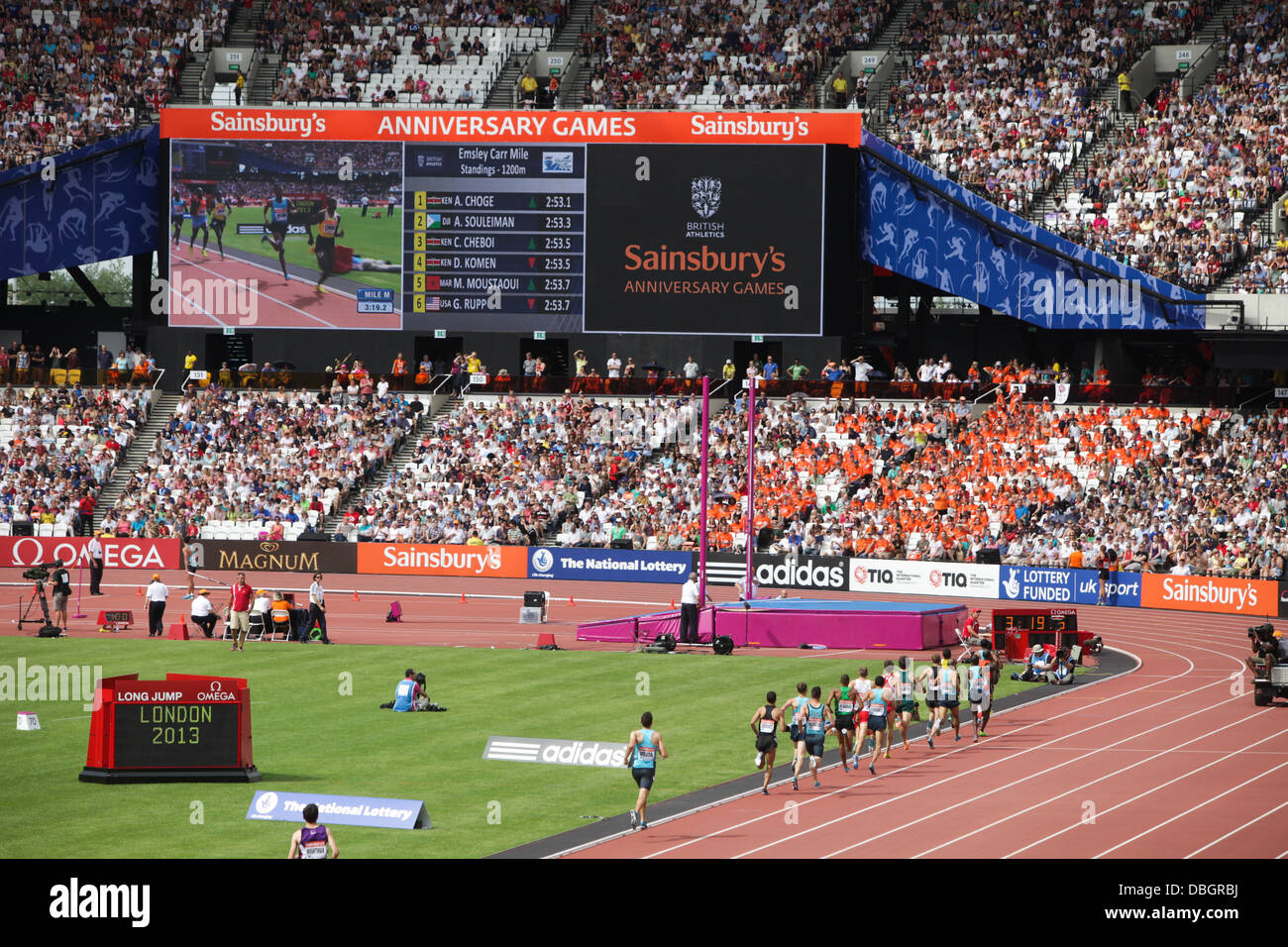 OLYMPIASTADION LONDON STARTFORD WÄHREND DER SAINSBURY GEBURTSTAG SPIELE Stockfoto