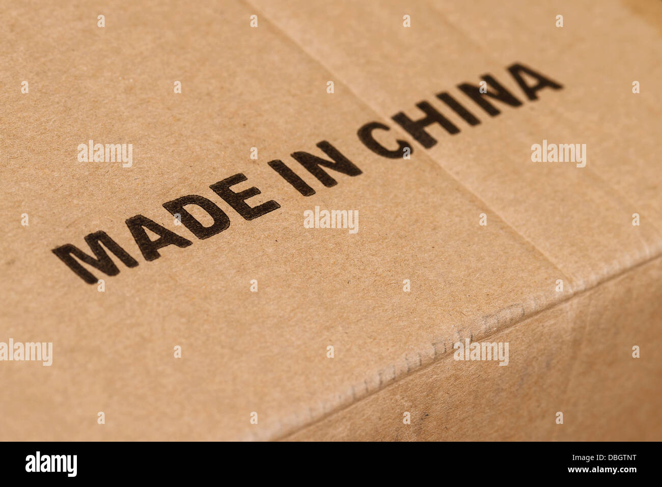 Hergestellt in China auf einem Karton gedruckt Stockfoto