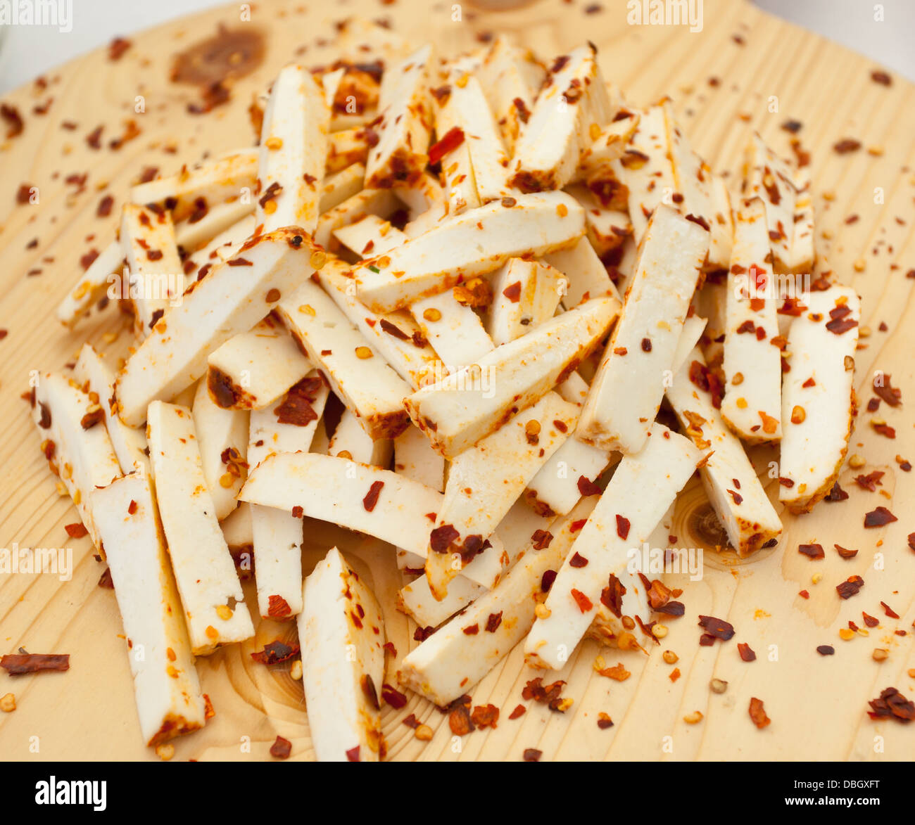 Italienische Käse gewürzt mit Chili-Pfeffer Stockfoto