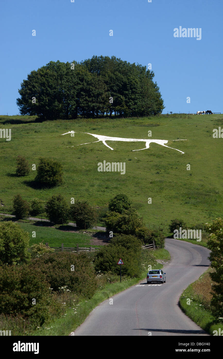 Hackpen White Horse in der Nähe von breiten Hinton Wiltshire Stockfoto