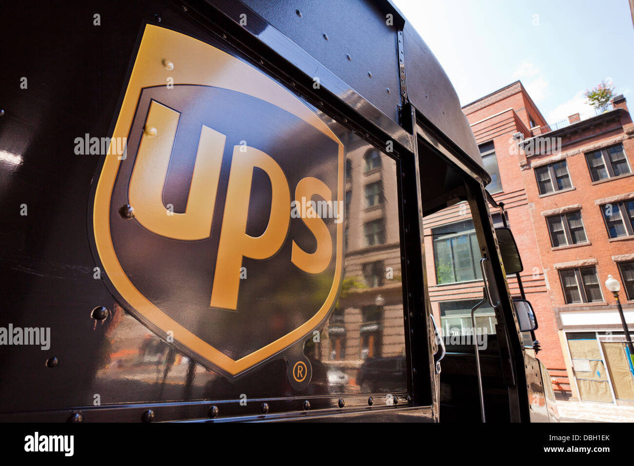 UPS-Logo auf Lieferwagen - USA Stockfoto