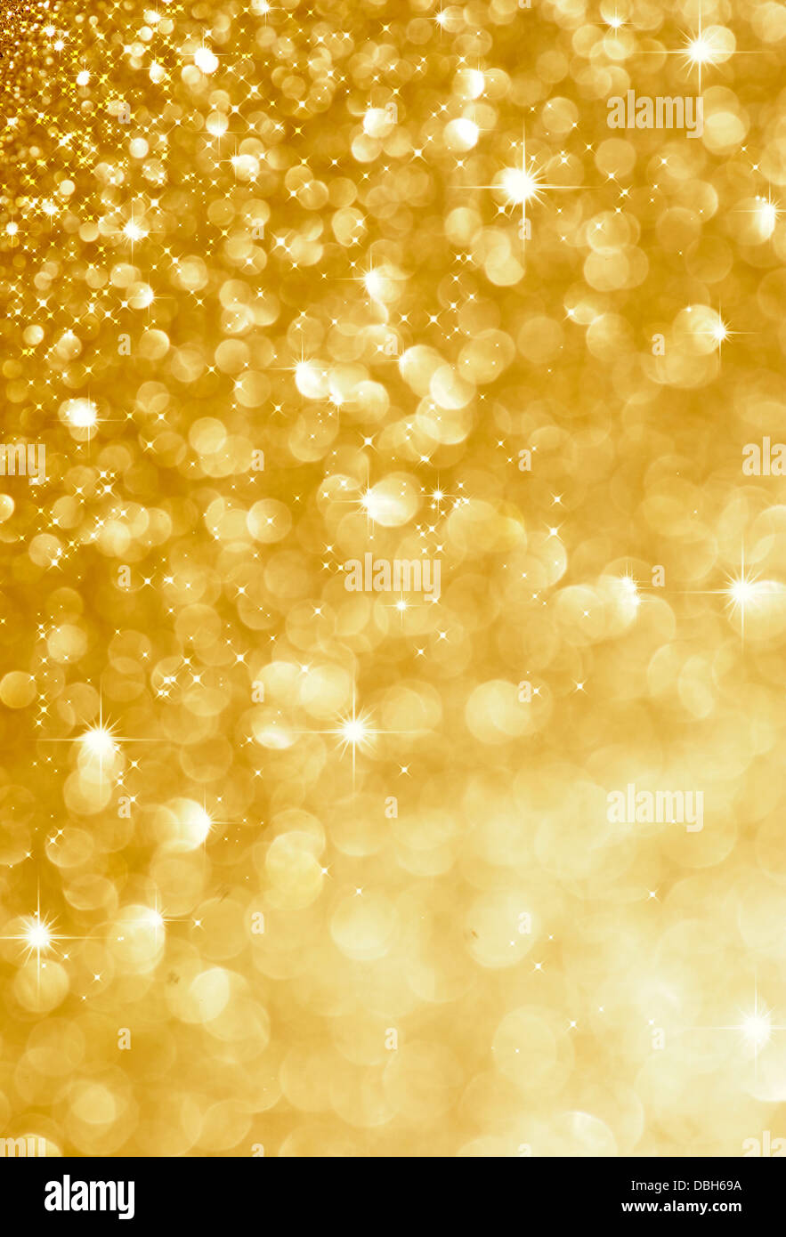 Blinkender Hintergrund Weihnachten gold Stockfoto