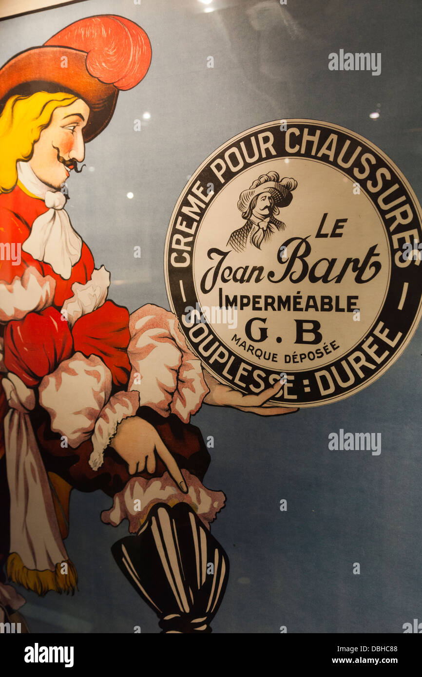 Frankreich, Nord, Französisch-Flandern, Dunkerque, Musee Portuaire, Hafen Museum, Freibeuter, die Jean Bart in Schuh polnische Plakat vorgestellt. Stockfoto