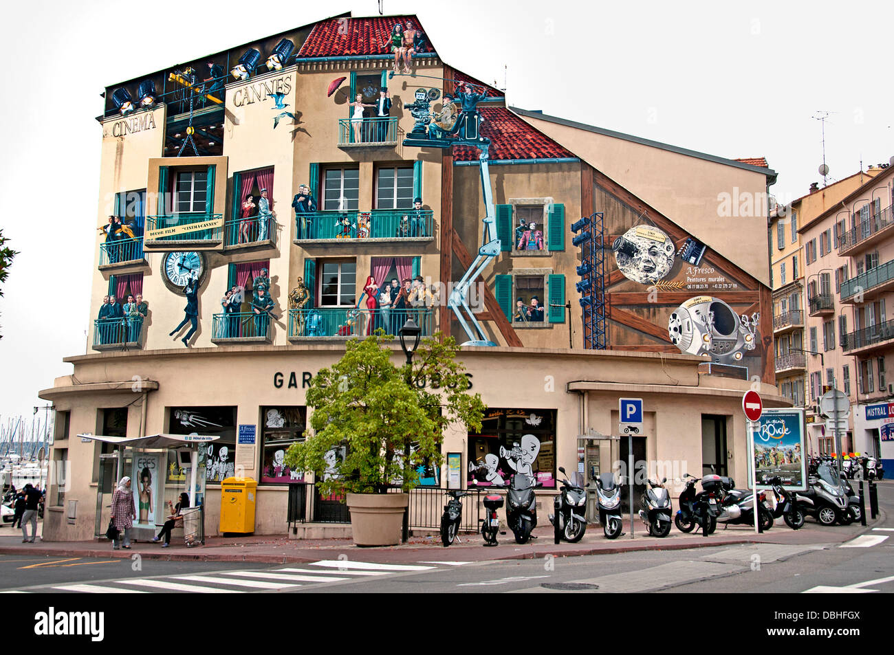 Film Film Festival von Cannes Wandmalerei im alten Hafen Vieux Port d'Azur Cote D'Azur Frankreich Stockfoto